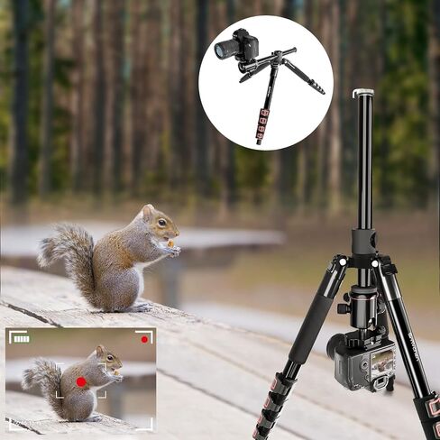 Smvchen 70"Axis Horizontal Tripod Monopod with Ball Head and Phone Clamp Compatible with Cameras and iPhone 15 Pro Max with Rotatable Center Column 5-Section Aluminum Alloy Tripod Max. Load 10kg(Red) in Saudi Arabia