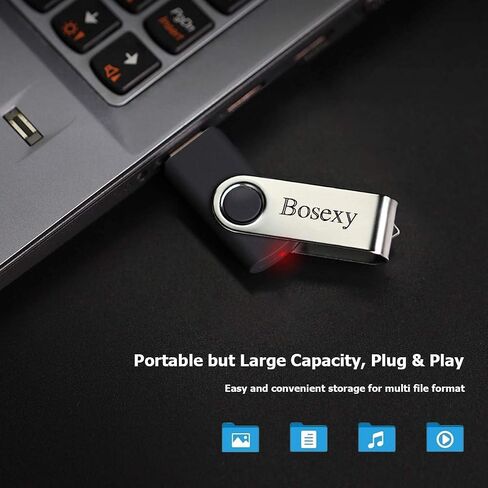 محركات أقراص فلاش USB سعة 32 جيجابايت من Bosexy Thumb Drive دوارة كبيرة الحجم عصا ذاكرة Pendrive مع مؤشر LED مزيج الألوان، أسود/أزرق/أحمر/أخضر/أرجواني (5 قطع، 32 جرام لكل منها) in Kuwait