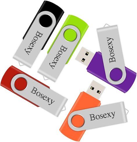محركات أقراص فلاش USB سعة 32 جيجابايت من Bosexy Thumb Drive دوارة كبيرة الحجم عصا ذاكرة Pendrive مع مؤشر LED مزيج الألوان، أسود/أزرق/أحمر/أخضر/أرجواني (5 قطع، 32 جرام لكل منها) in Kuwait