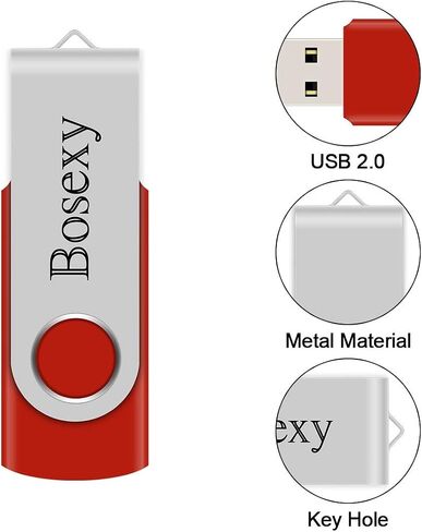 محركات أقراص فلاش USB سعة 32 جيجابايت من Bosexy Thumb Drive دوارة كبيرة الحجم عصا ذاكرة Pendrive مع مؤشر LED مزيج الألوان، أسود/أزرق/أحمر/أخضر/أرجواني (5 قطع، 32 جرام لكل منها) in Kuwait