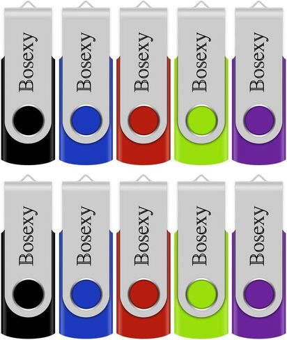 محركات أقراص فلاش USB سعة 32 جيجابايت من Bosexy Thumb Drive دوارة كبيرة الحجم عصا ذاكرة Pendrive مع مؤشر LED مزيج الألوان، أسود/أزرق/أحمر/أخضر/أرجواني (5 قطع، 32 جرام لكل منها) in Kuwait