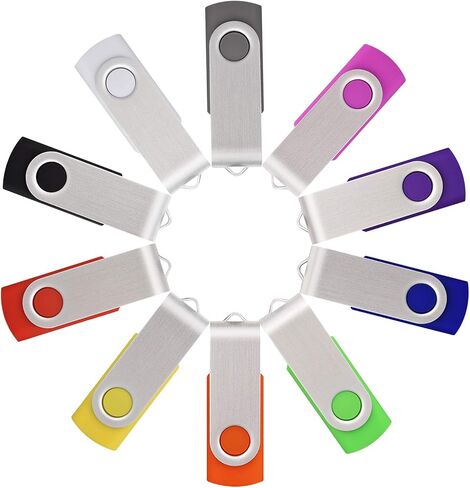 Flash Drive 4GB 5 Pack, hrongshk USB 2.0 Swivel Thumb Drives Bulk Memory Stick for Data Storage,Black/Blue/Orange/Green/Purple (4G, 5Pcs Mixed Color) in Kuwait
