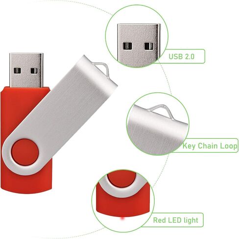 Flash Drive 4GB 5 Pack, hrongshk USB 2.0 Swivel Thumb Drives Bulk Memory Stick for Data Storage,Black/Blue/Orange/Green/Purple (4G, 5Pcs Mixed Color) in Kuwait