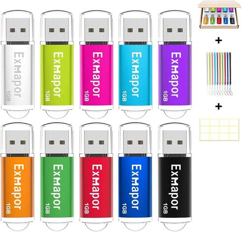 USB Flash Drive 64GB Exmapor Thumb Drives 5 Pack Multi-Color Swivel Memory Sticks with Led in Kuwait