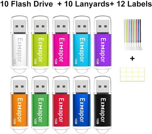 USB Flash Drive 64GB Exmapor Thumb Drives 5 Pack Multi-Color Swivel Memory Sticks with Led in Kuwait