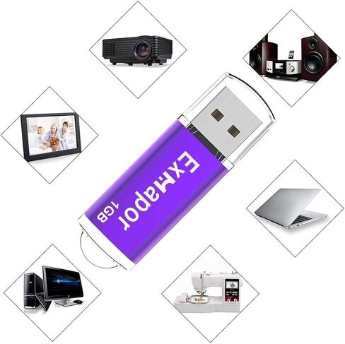 USB Flash Drive 64GB Exmapor Thumb Drives 5 Pack Multi-Color Swivel Memory Sticks with Led in Kuwait