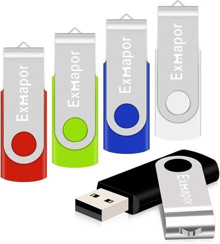 محرك أقراص فلاش USB سعة 10 × 1 جيجابايت، تصميم غطاء محرك الإبهام Exmapor، عصا USB مع شرائط مؤشر LED متعددة الألوان (10 ألوان مختلطة: فضي/أخضر فاتح/وردي/أزرق سماوي/أرجواني/برتقالي/أخضر/أحمر/أزرق/أسود) in Kuwait