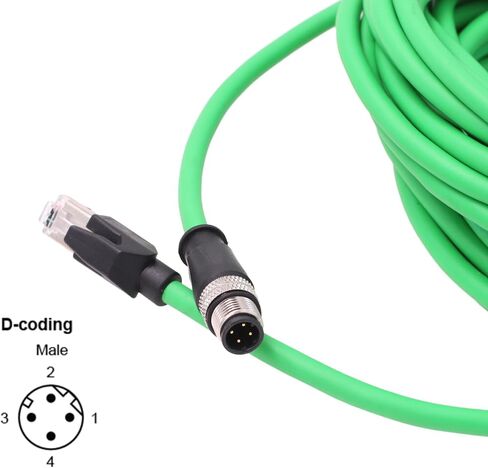 HangTon Ethernet Cable M12 4 Pin D-Coded Male to RJ45 Cat5e Shielded High Flex Industrial Network 10m in Kuwait
