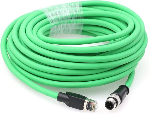 HangTon Ethernet Cable M12 4 Pin D-Coded Male to RJ45 Cat5e Shielded High Flex Industrial Network 10m in Kuwait