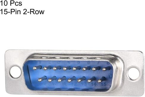 uxcell D-sub Connector Male Plug 15-pin 2-Row Port Terminal Breakout Solder Type for Mechanical Equipment CNC Computers Blue Pack of 10 in Kuwait