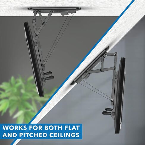 Mount-It! Motorized Ceiling TV Mount for 32 to 70 Inch TVs, Electric Flip Down TV Bracket with Remote and App Control, Drop Down Ceiling Mounting Bracket for Flat and Pitched Roofs, Holds Up to 77 lbs in Kuwait