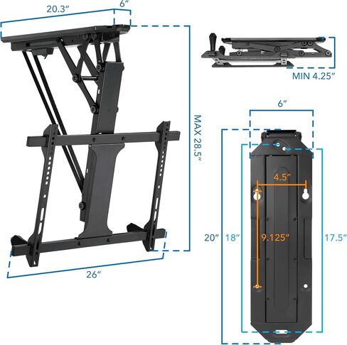 Mount-It! Motorized Ceiling TV Mount for 32 to 70 Inch TVs, Electric Flip Down TV Bracket with Remote and App Control, Drop Down Ceiling Mounting Bracket for Flat and Pitched Roofs, Holds Up to 77 lbs in Kuwait