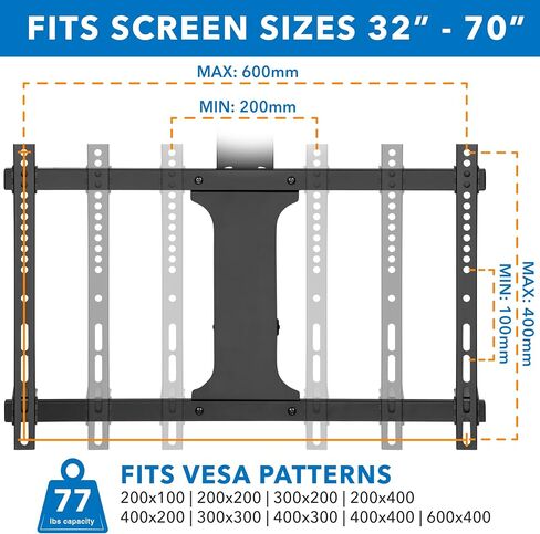 Mount-It! Motorized Ceiling TV Mount for 32 to 70 Inch TVs, Electric Flip Down TV Bracket with Remote and App Control, Drop Down Ceiling Mounting Bracket for Flat and Pitched Roofs, Holds Up to 77 lbs in Kuwait