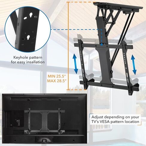 Mount-It! Motorized Ceiling TV Mount for 32 to 70 Inch TVs, Electric Flip Down TV Bracket with Remote and App Control, Drop Down Ceiling Mounting Bracket for Flat and Pitched Roofs, Holds Up to 77 lbs in Kuwait