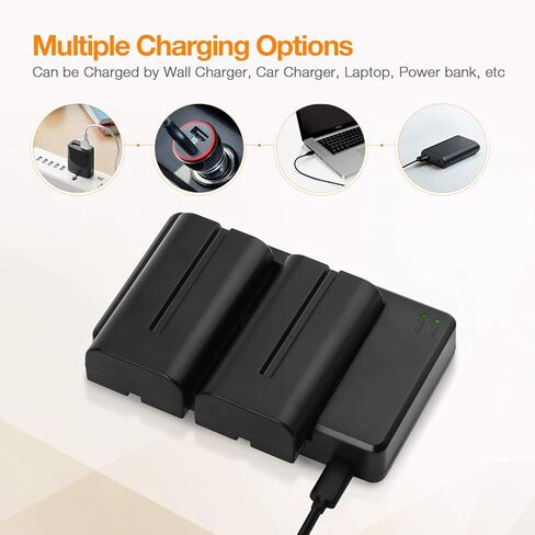 BABAKA NP-F550 Battery, 2-Pack 2600mAh NP F550 Battery and Dual USB Charger Set for Sony NP F970, F750, F770, F960, F550, F530, F330, F570, CCD-SC55, TR516, TR716, TR818, TR910, TR917 and More in Kuwait