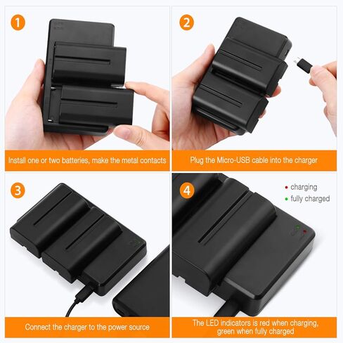 BABAKA NP-F550 Battery, 2-Pack 2600mAh NP F550 Battery and Dual USB Charger Set for Sony NP F970, F750, F770, F960, F550, F530, F330, F570, CCD-SC55, TR516, TR716, TR818, TR910, TR917 and More in Kuwait