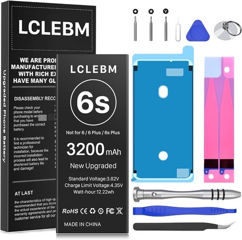 LCLEBM Battery for iPhone 6S, [2023 New Version] New 0 Cycle Higher Capacity 3200mah Battery Replacement for iPhone 6S A1633 A1688 A1700 with Complete Repair Tools Kits in Saudi Arabia