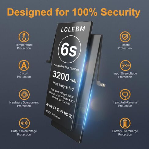 LCLEBM Battery for iPhone 6S, [2023 New Version] New 0 Cycle Higher Capacity 3200mah Battery Replacement for iPhone 6S A1633 A1688 A1700 with Complete Repair Tools Kits in Saudi Arabia