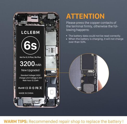 LCLEBM Battery for iPhone 6S, [2023 New Version] New 0 Cycle Higher Capacity 3200mah Battery Replacement for iPhone 6S A1633 A1688 A1700 with Complete Repair Tools Kits in Saudi Arabia