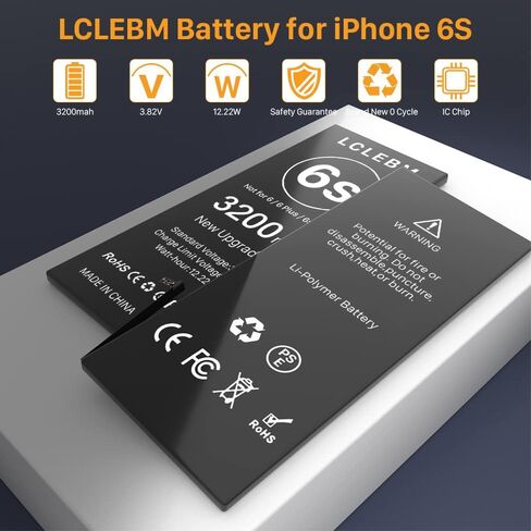 LCLEBM Battery for iPhone 6S, [2023 New Version] New 0 Cycle Higher Capacity 3200mah Battery Replacement for iPhone 6S A1633 A1688 A1700 with Complete Repair Tools Kits in Saudi Arabia
