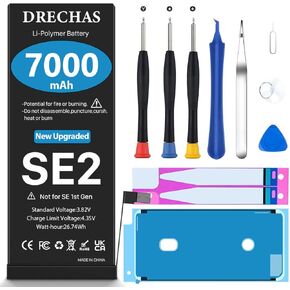 [7000 مللي أمبير] بطارية لهاتف iPhone SE 2020، (ليست لهاتف iPhone SE الجيل الأول) بطارية بديلة ليثيوم بوليمر عالية السعة 0 دورة لهاتف iPhone SE 2nd Gen A2275 A2296 A2298 مع مجموعة أدوات إصلاح احترافية in Kuwait