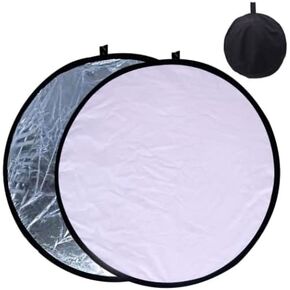 D&O Lighting 24" (60cm) 2-in-1 Photography Reflector Light Reflectors for Photography Single-Disc Photo Reflector Collapsible with Bag - Translucent and Silver in Saudi Arabia
