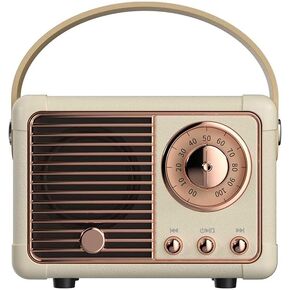 Retro Bluetooth Speaker Wireless Mini Speaker,Bluetooth Speaker with Crystal Clear Stereo Sound Rich Bass,Portable Bluetooth Speaker for iPhone,Android Devices and Tablet (Beige)