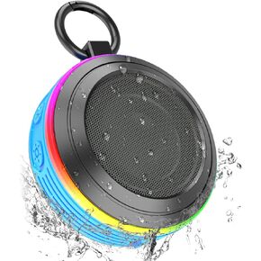 Portable Bluetooth Speaker with Light Show, IPX7 Waterproof Shower Speaker with FM Radio and Built-in Microphone,Bluetooth Speakers for Shower,Travel,Running,Mountaineering,Camping and More Outdoor in Saudi Arabia