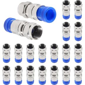 AITIAO 20Pieces RG6 F Type Connector Coax Compression Fitting Coaxial Straight Antenna Cable Adapter(Blue) in Saudi Arabia