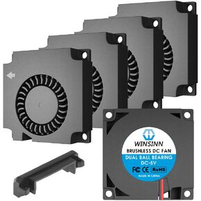 WINSINN 40mm Blower Fan 5V, 3D Printer Micro 5 Volt Fans Blower 4010 Dual Ball Bearing, with Air Guide Parts, 40mmx10mm 2PIN (Pack of 5Pcs)