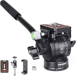 INNOREL Tripod Fluid Head Pan Tilt Head Mini Pan Metal Camera Video Tripod Head with 2 Arca Swiss Quick Release Plates, Handle, Magic Arm & Phone Clip for Video DSLR Cameras, Load up to 8.8lb/4kg, F10 in Kuwait