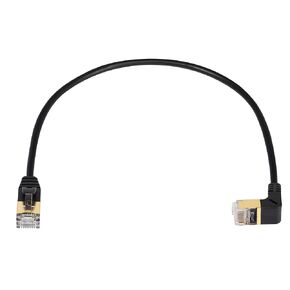 SinLoon 90 Degree Cat8 Ethernet Cable, High Speed 40Gbps 2000Mhz Network Cord, with Gold Plated Plug SFTP Wires CAT8 RJ45 Connector Gaming LAN Cable,for Gaming PC PS Xbox Modem (Down 0.3M/1FT)