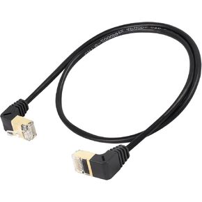 SinLoon 90 Degree Cat8 Ethernet Cable, High Speed 40Gbps 2000Mhz Network Cord, with Gold Plated Plug SFTP Wires CAT8 RJ45 Connector Gaming LAN Cable,for PC, Router 0.5M (Right to Right) in Kuwait