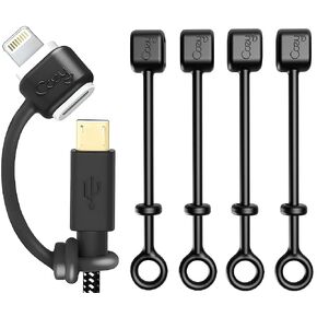 [5-Pack] Charging Cable Keeper/Adapter Tether/Holder, Compatible with Apple Pencil USB-C adapter, Micro USB adapter | Perfect for Keychain, Car, Travel (Black - 5 Pack)