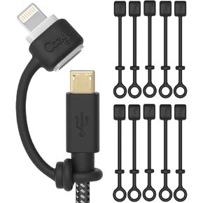 [5-Pack] Charging Cable Keeper/Adapter Tether/Holder, Compatible with Apple Pencil USB-C adapter, Micro USB adapter | Perfect for Keychain, Car, Travel (Black - 5 Pack)