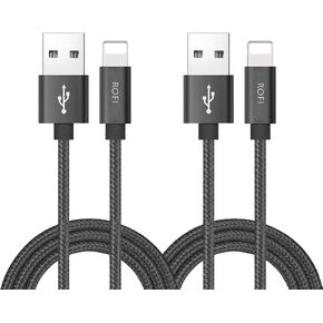 كابل هاتف متوافق مع RoFI، [عبوة من قطعتين] بديل سلك USB مجدول من النايلون بطول 2 قدم للهاتف X 8 8 Plus 7 7 Plus 6s 6s Plus 6 6 Plus 5 5s 5C SE Pad Air Mini والمزيد (عبوتان أسود، 2 قدم) in Kuwait