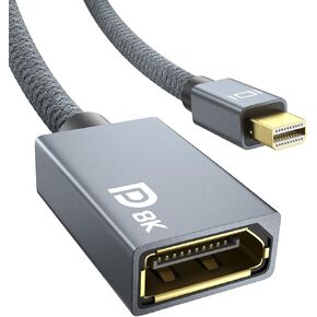 محول Mini DisplayPort إلى DisplayPort 8K، محول Mini DP ذكر إلى DP 1.4 أنثى، يدعم 8K@60 هرتز، 4K@144 هرتز، 2K@240 هرتز، HDR، FreeSync، G-SYNC لـ Thunderbolt 2، الكمبيوتر الشخصي، Surface Pro، الشاشة، الرسومات in Kuwait