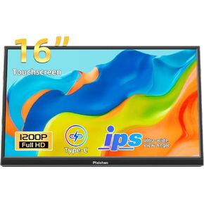 شاشة Pisichen المحمولة التي تعمل باللمس، شاشة لمس محمولة 16 بوصة 1920X1200P شاشة لمس محمولة HDMI USBC منفذ HDR IPS، 300cd/m2، شاشة خارجية لأجهزة الكمبيوتر المحمول والكمبيوتر والكمبيوتر Xbox in Kuwait