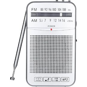 راديو ONGTEED المحمول AM FM Walkman، بطارية مدمجة قابلة لإعادة الشحن بقدرة 500 مللي أمبير في الساعة أو راديو جيب ترانزستور يعمل ببطارية 2AA مع مكبر صوت عالٍ، يدعم USB، بطاقة TF، مقبس سماعة رأس للركض والمشي in Kuwait