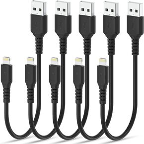 1ft iPhone Charger Cord, 5Pack Apple Short USB A to Lightning Cable 12 inch, MFi Certified Apple Charger Cable Fast Charging for iPhone 13 12 11 Pro Max XR XS X 8 7 6 Plus SE iPad Air Mini (Black)