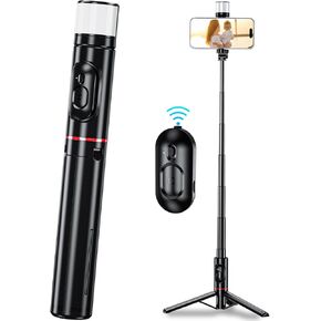 Selfie Stick Tripod with Detachable Wireless Remote, ESSAGER 30" Portable Foldable Mini Selfie Stick & Phone Tripod Stand Compatible with iPhone/Android for Travel (Black)