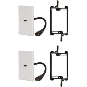 لوحة الحائط HDMI نقطة المشتري | منفذ HDMI 2.0 فردي مدرج في قائمة UL مع ضفيرة مدمجة مقاس 6 بوصات ودعامة تثبيت، يدعم إيثرنت وفيديو 4K، كابل مثالي للمسارح المنزلية (أبيض) - 5 عبوات in Kuwait