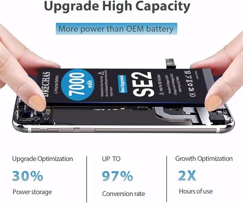 [7000 مللي أمبير] بطارية لهاتف iPhone SE 2020، (ليست لهاتف iPhone SE الجيل الأول) بطارية بديلة ليثيوم بوليمر عالية السعة 0 دورة لهاتف iPhone SE 2nd Gen A2275 A2296 A2298 مع مجموعة أدوات إصلاح احترافية in Kuwait