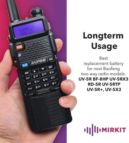 مجموعة ملحقات MIRKIT Baofeng: بطارية Baofeng BL-5L 3800mah مع كابل شحن USB Baofeng متوافق مع راديو Baofeng UV- 5R MK2 MK3 MK4 MK5 BF-F8HP UV-5RX3 RD-5R UV-5RTP UV-5X3 in Kuwait
