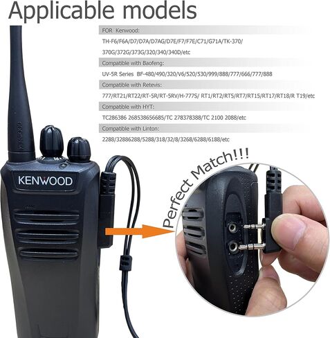 سماعة رأس SHON Walkie Talkie مع ميكروفون، متوافقة مع Kenwood Baofeng وRetevis Radios 2 دبوس خطاف أذن على شكل حرف G لإنفاذ قانون الشرطة (6 مجموعات/أسود) in Kuwait