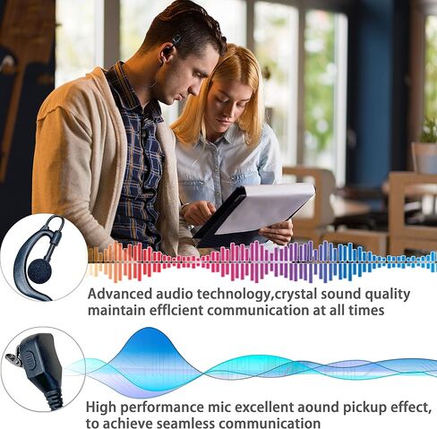 سماعة رأس SHON Walkie Talkie مع ميكروفون، متوافقة مع Kenwood Baofeng وRetevis Radios 2 دبوس خطاف أذن على شكل حرف G لإنفاذ قانون الشرطة (6 مجموعات/أسود) in Kuwait