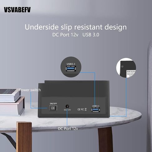 IDE Hard Drive HDD Docking Station Hard Drive Dock Reader, 2.5" 3.5" External Hard Drive Enclosure, External HDD Hard Drive Card Reader USB 3.0 Hub, USB 3.0 to 2 SATA Ports 1 IDE Port in Kuwait