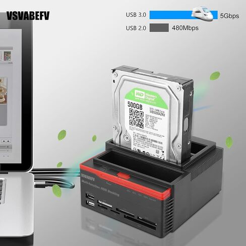 IDE Hard Drive HDD Docking Station Hard Drive Dock Reader, 2.5" 3.5" External Hard Drive Enclosure, External HDD Hard Drive Card Reader USB 3.0 Hub, USB 3.0 to 2 SATA Ports 1 IDE Port in Kuwait