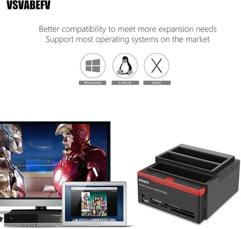 IDE Hard Drive HDD Docking Station Hard Drive Dock Reader, 2.5" 3.5" External Hard Drive Enclosure, External HDD Hard Drive Card Reader USB 3.0 Hub, USB 3.0 to 2 SATA Ports 1 IDE Port in Kuwait
