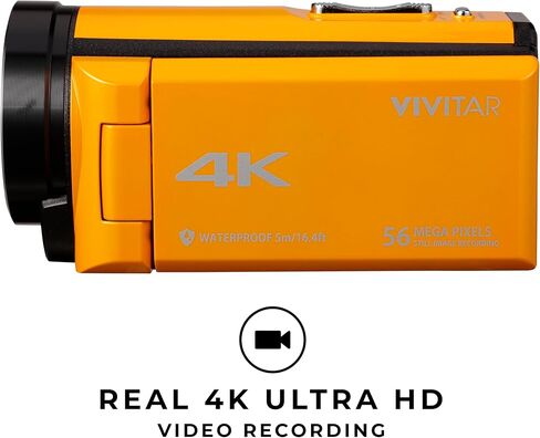 Vivitar - 4K Camcorder Ultra HD Lens, 4K Camera for Video Recording with 56MP, 13MP Sensor, 3" Rotatable Full Color LCD Display, 18x Zoom, Waterproof 5M/ 16.4FT, Image Stabilization, Teal in Kuwait